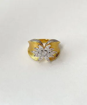 Boutique Gold Alloy Butterfly Zircon Rings WQ011