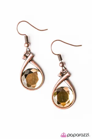 Bring On The Shimmer Copper Rhinestone Earrings - Paparazzi Accessories