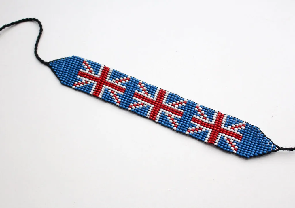 British Flag Charming Glass Beads Bracelet, Unisex Bracelet