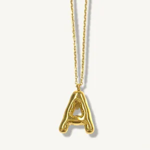 Bubble Initial Charm Necklaces- Gold