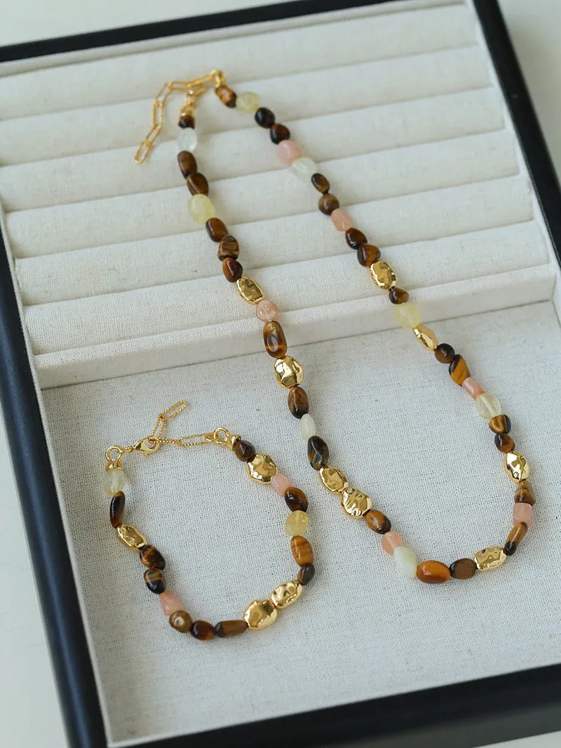 Caramel Summer Colorful Gemstone Beaded Necklace