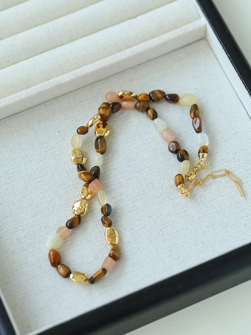 Caramel Summer Colorful Gemstone Beaded Necklace