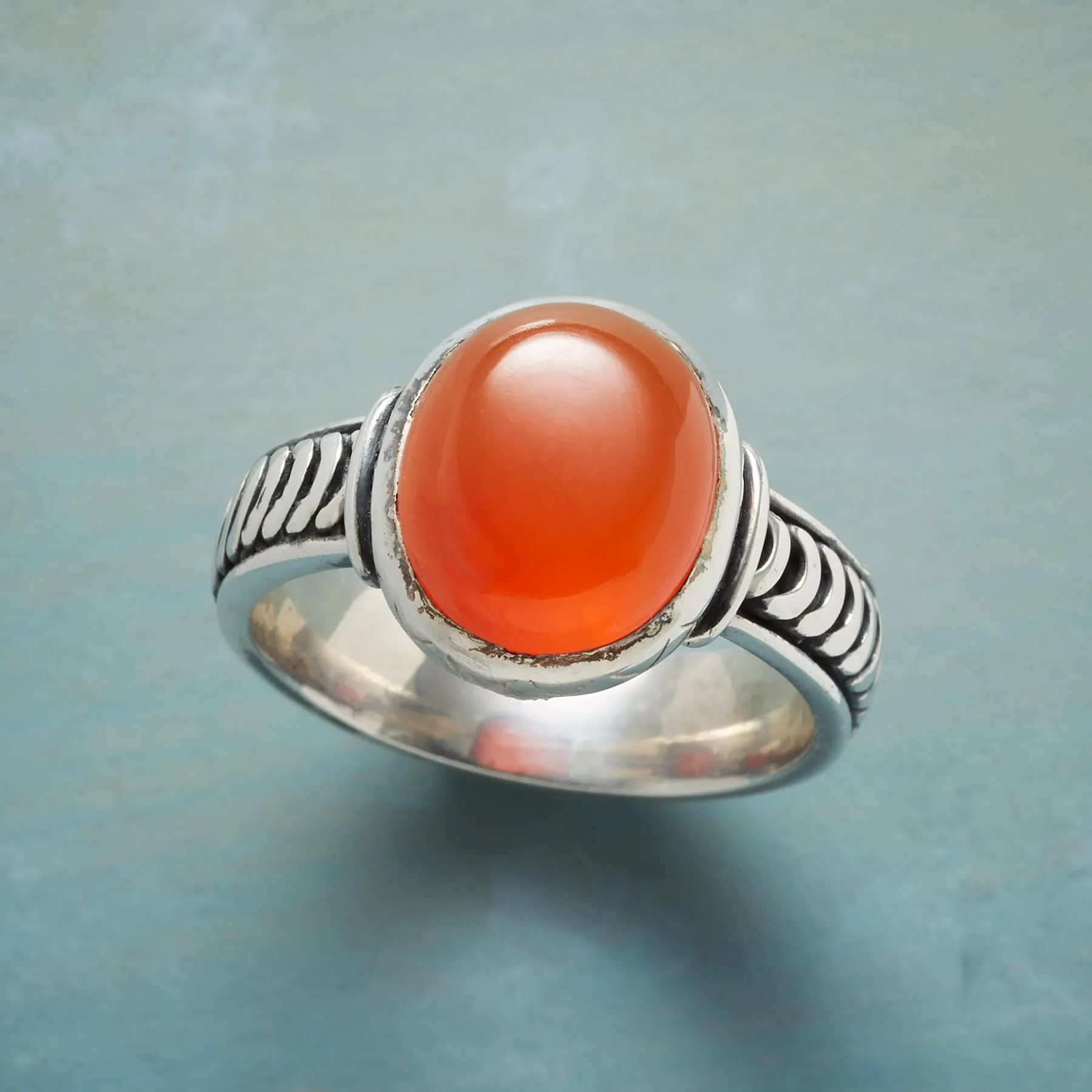 Carnelian Soundwaves Ring