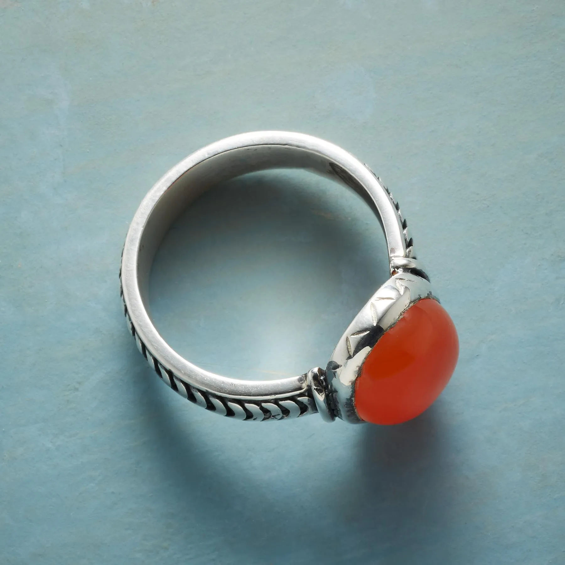 Carnelian Soundwaves Ring