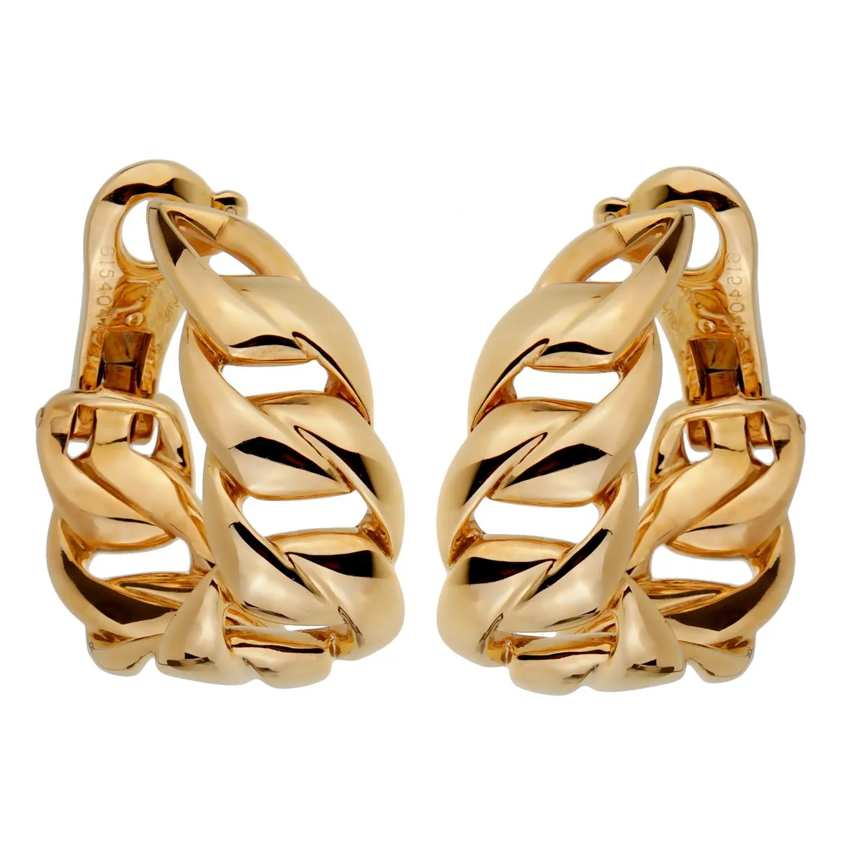 Cartier Vintage Chain Link 18k Yellow Gold Hoop Earrings