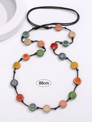 Ceramic Colorful Bead Decor Necklace for Women Girls Accessories Jewelry Gifts