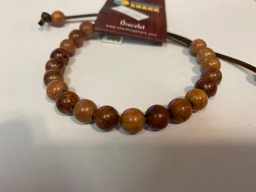 Charming Shark Wood Bead Bracelet