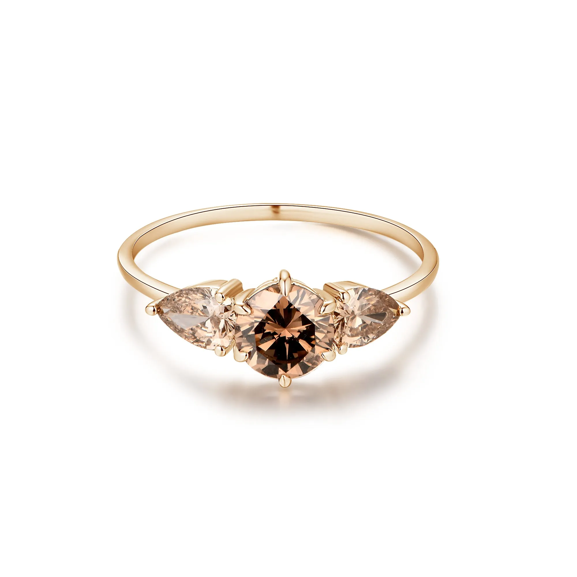 Chocolate Diamond Side Stone Ring