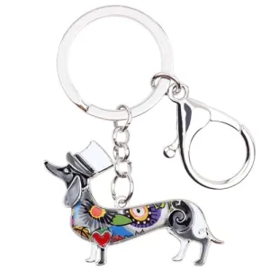 Colorful Elegant Dachshund Keychain