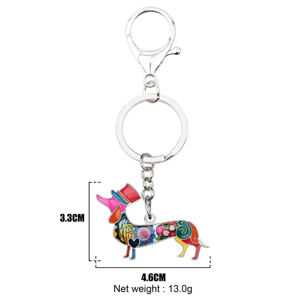 Colorful Elegant Dachshund Keychain