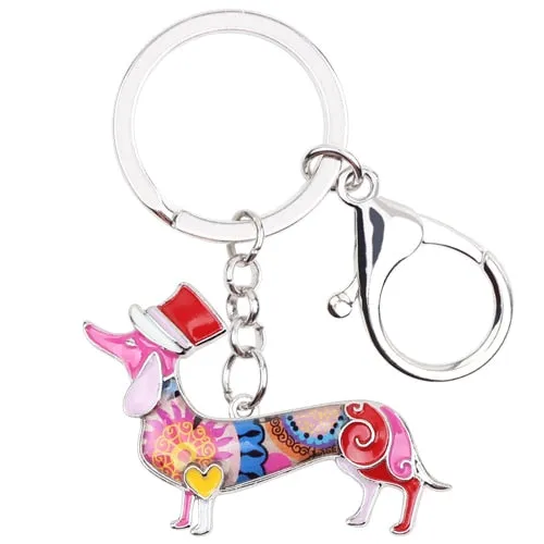 Colorful Elegant Dachshund Keychain