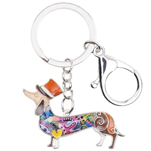 Colorful Elegant Dachshund Keychain