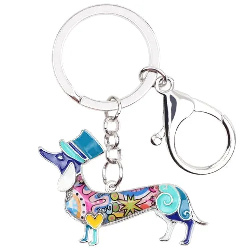 Colorful Elegant Dachshund Keychain