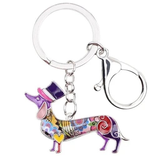 Colorful Elegant Dachshund Keychain