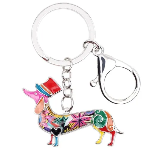 Colorful Elegant Dachshund Keychain