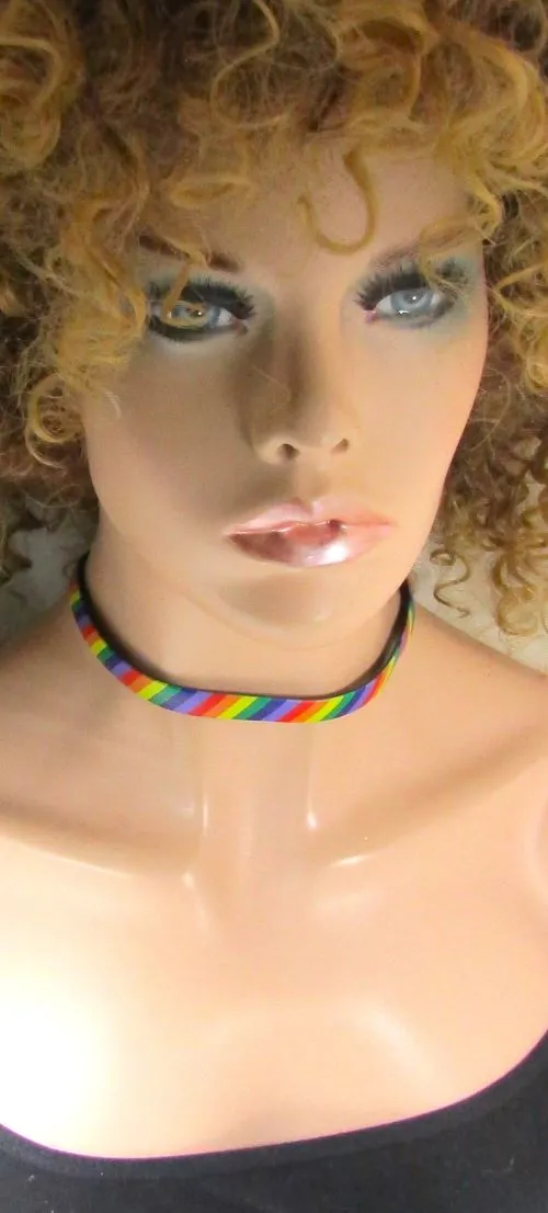 Colorful Rainbow Ribbon Choker Necklace  Ultra-soft Ultra-light Choker