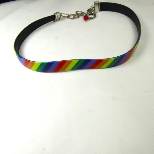 Colorful Rainbow Ribbon Choker Necklace  Ultra-soft Ultra-light Choker