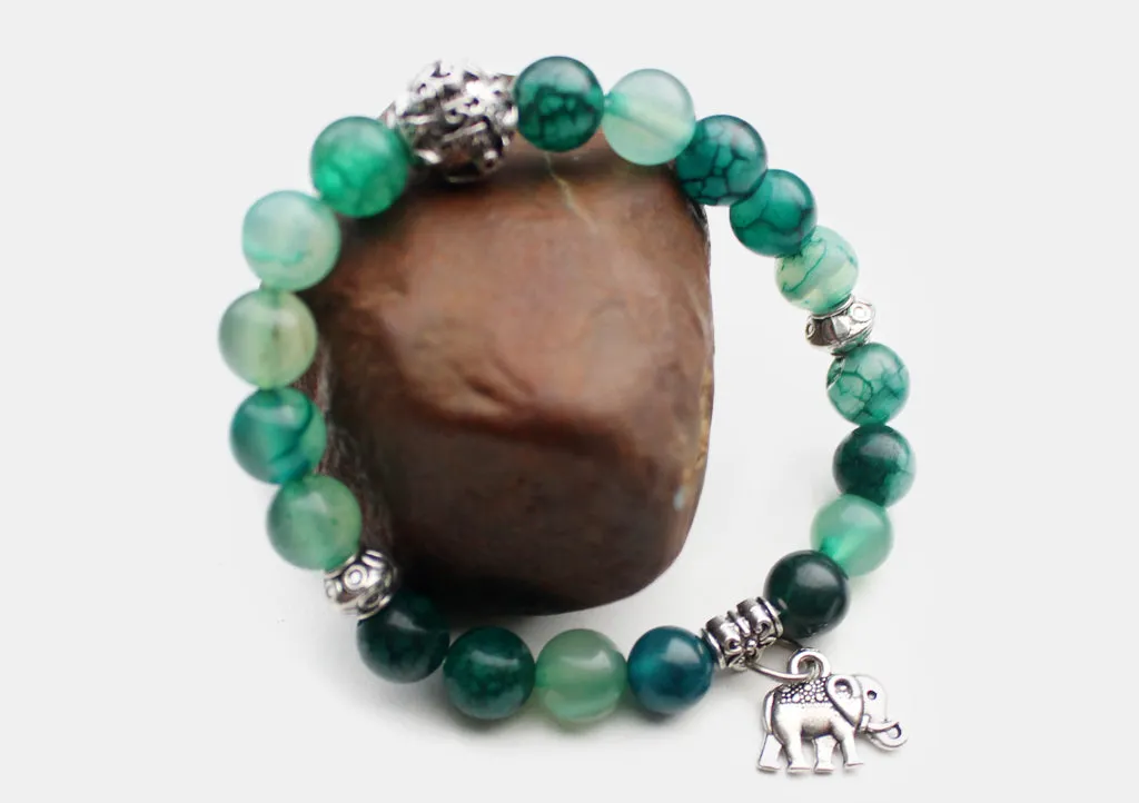 Colorful Stone Beaded Bracelet with Elephant Charm