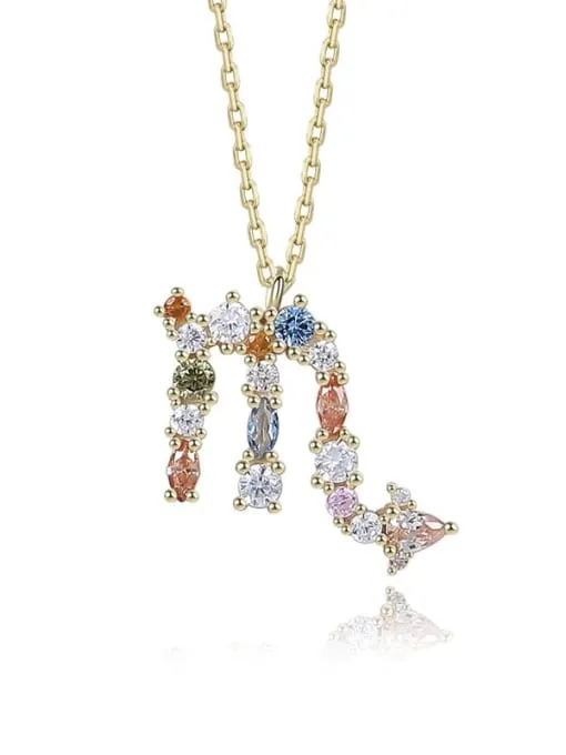 Colorful Zircon Constellation Necklace, 18K Gold Plated .925 Sterling Silver Luxury Necklace