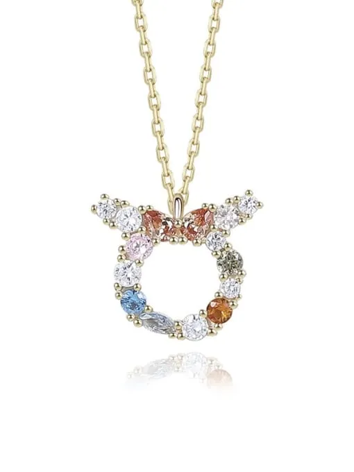 Colorful Zircon Constellation Necklace, 18K Gold Plated .925 Sterling Silver Luxury Necklace