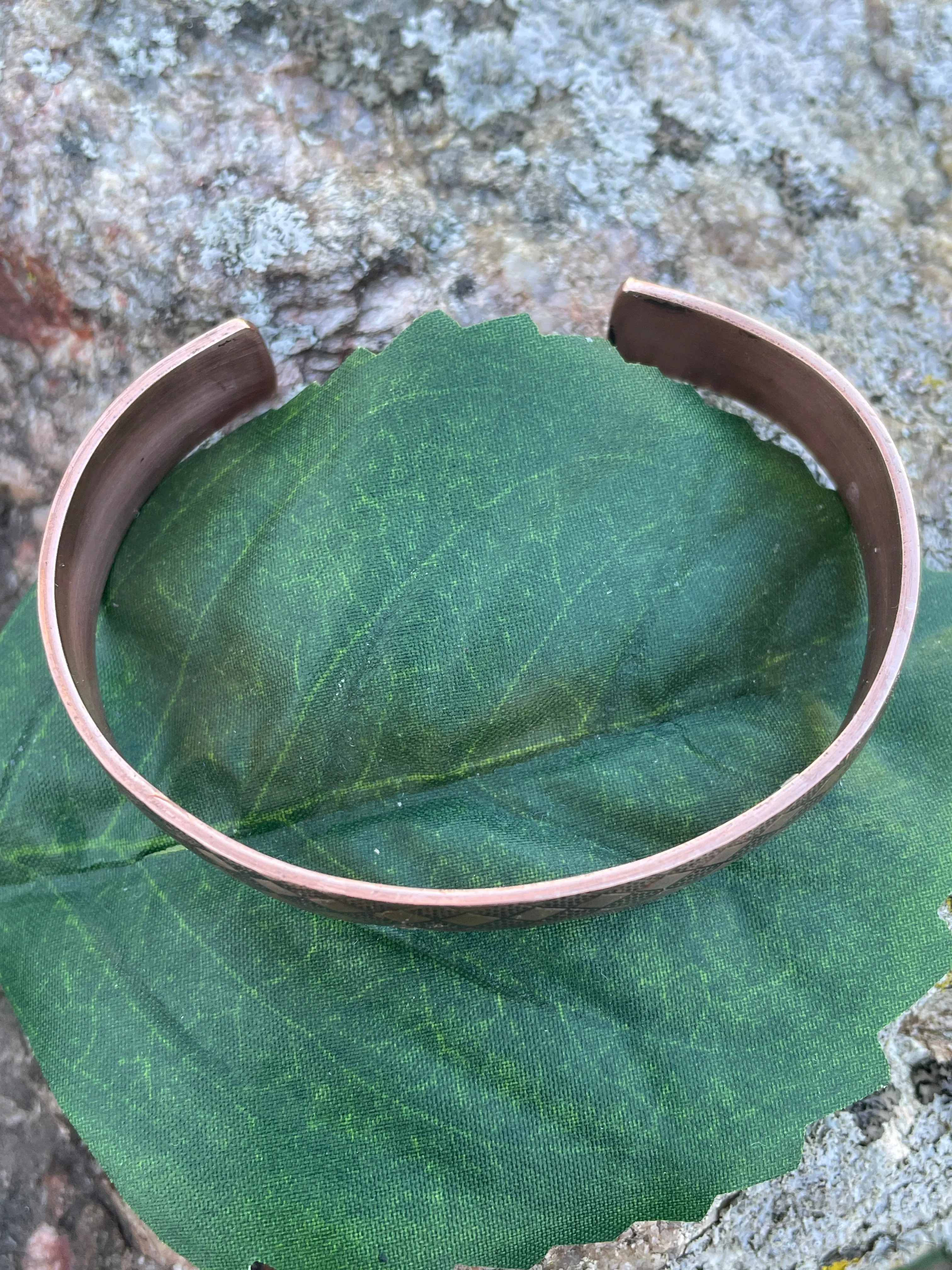 Copper Cuff Bracelet with Diamonds