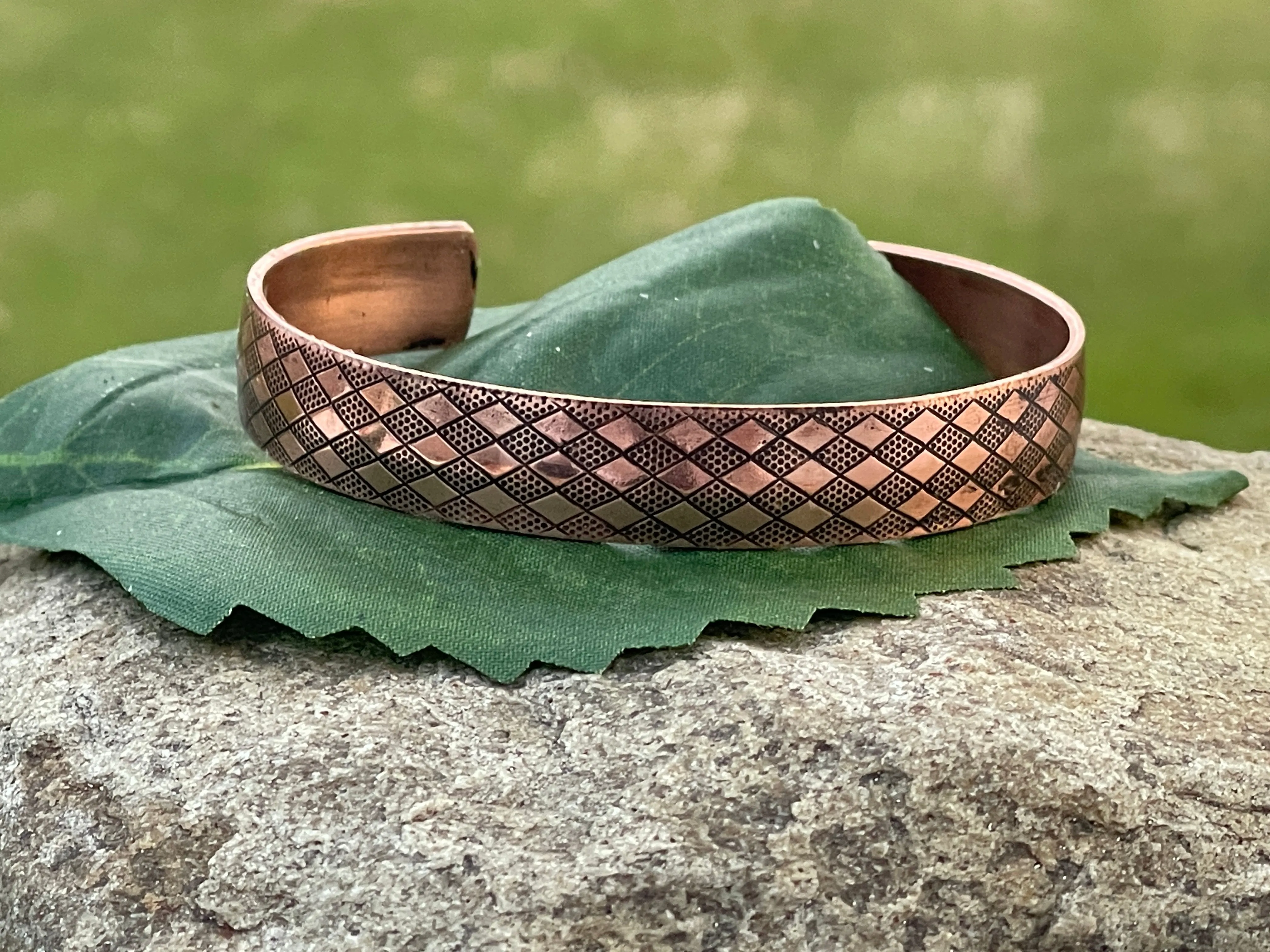 Copper Cuff Bracelet with Diamonds