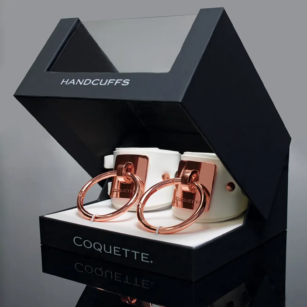 Coquette Luxury Faux Leather Cuffs With Interlocking O-Rings