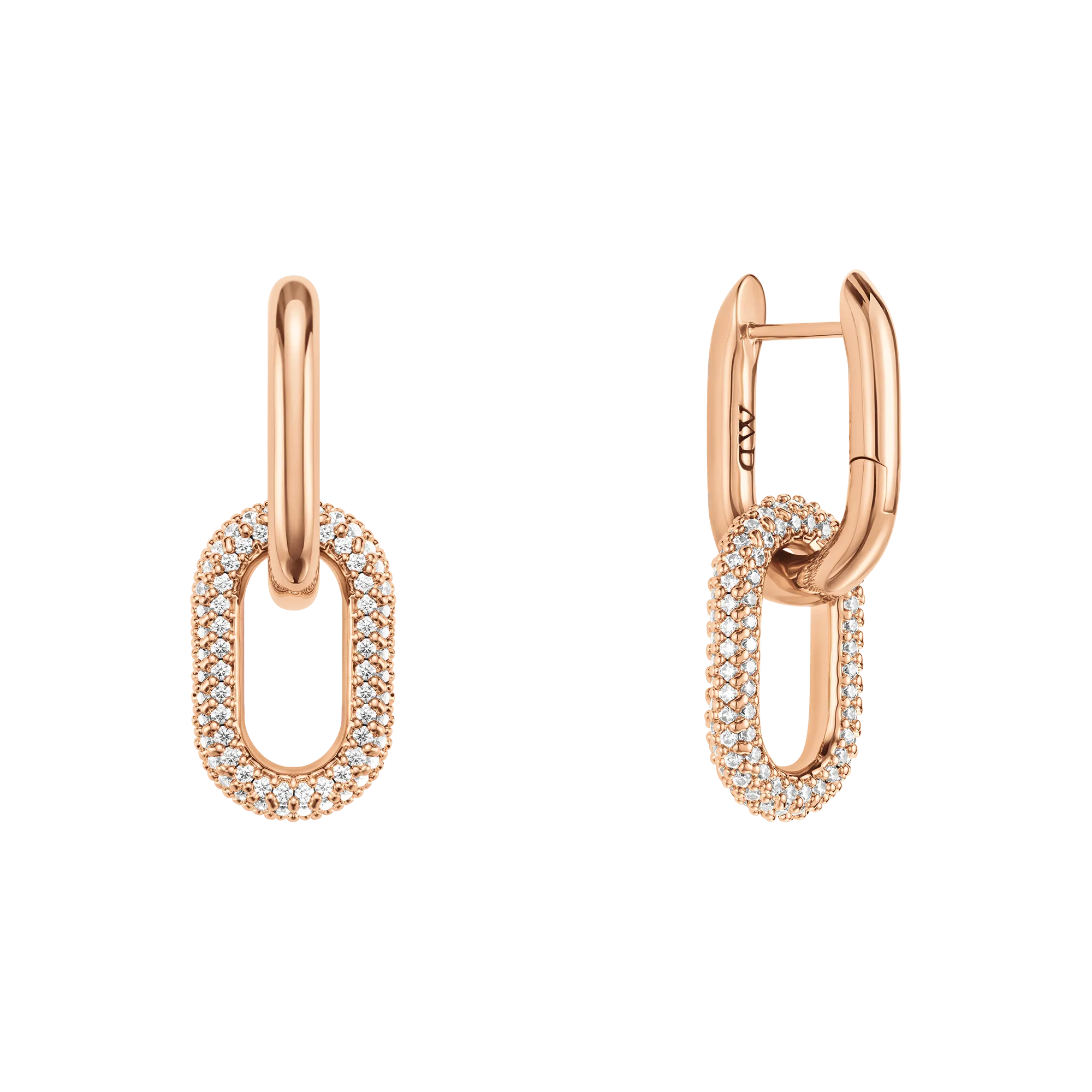 Crystal Link Earrings Rose Gold