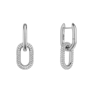 Crystal Link Earrings Silver