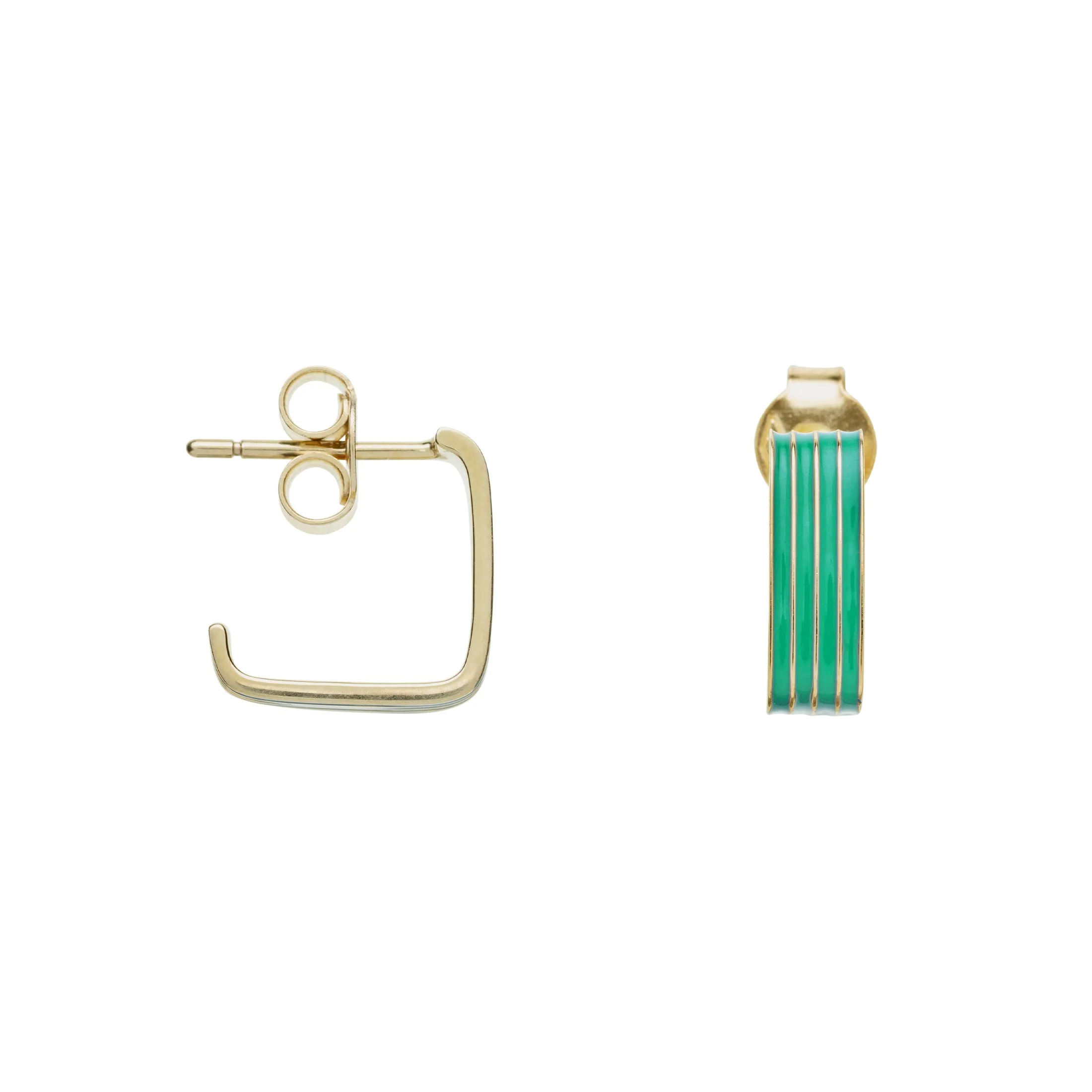 CUADRADO RAYADO GREEN EARRINGS