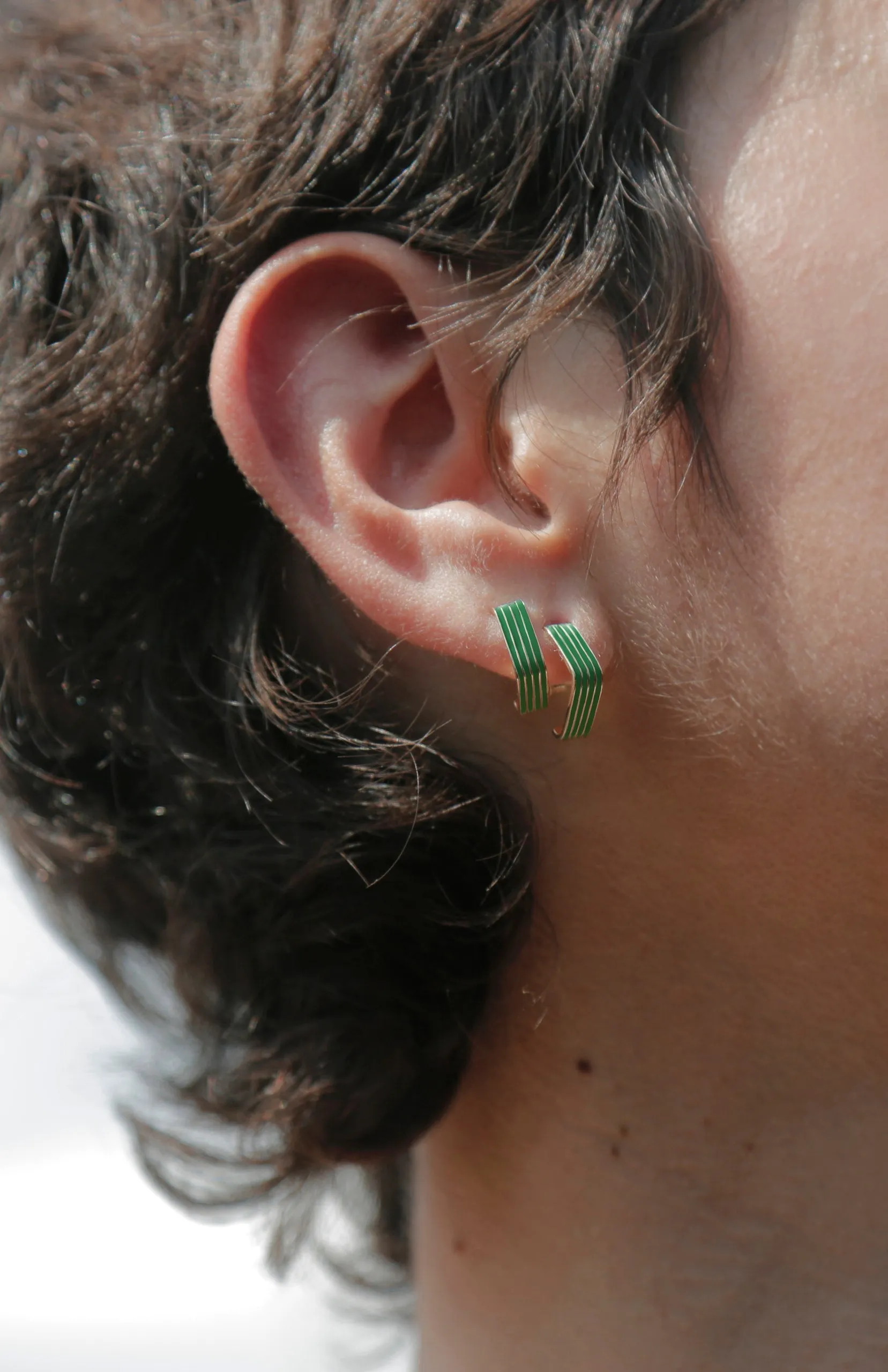 CUADRADO RAYADO GREEN EARRINGS