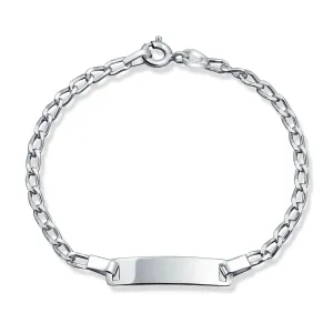 Dainty Thin Identification ID Bracelet Curb Cuban Link Name Plate Sterling Silver