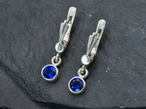 Dangling Sapphire Earrings - Blue Drop Earrings - Vintage Long Earrings