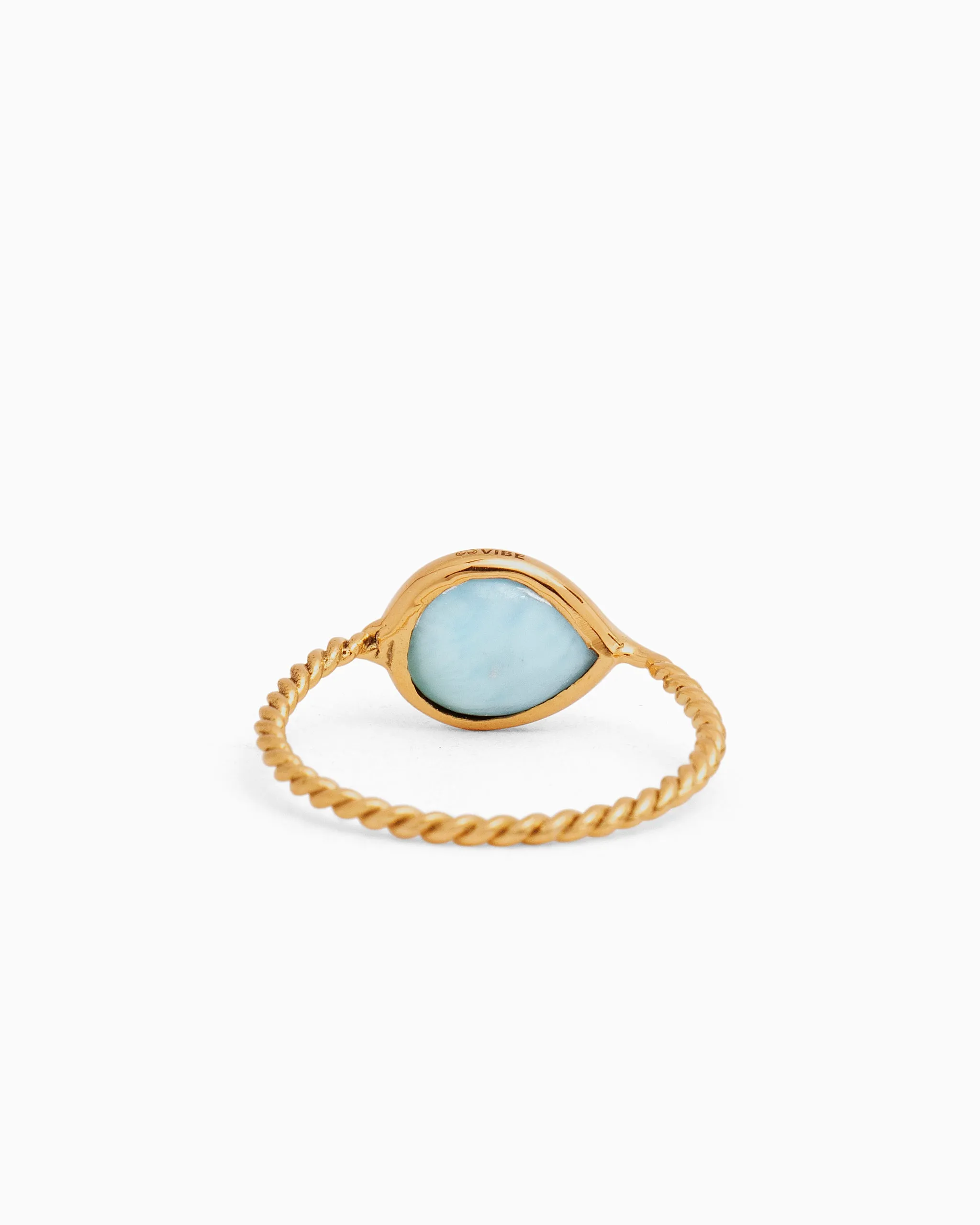 Dewdrop Stone Ring with Twisted Band - Larimar