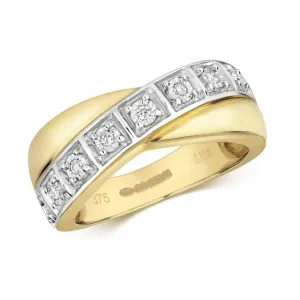 Diamond Jewellery 9k Gold Diamond Crossover Rings RD364