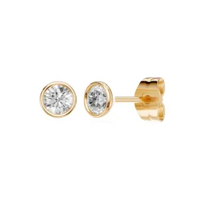 Drop Bezel Stud Earrings with 0.60ct of Laboratory Grown Diamonds in 9ct Yellow Gold