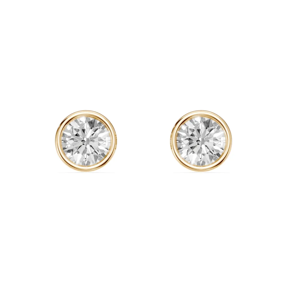 Drop Bezel Stud Earrings with 0.60ct of Laboratory Grown Diamonds in 9ct Yellow Gold