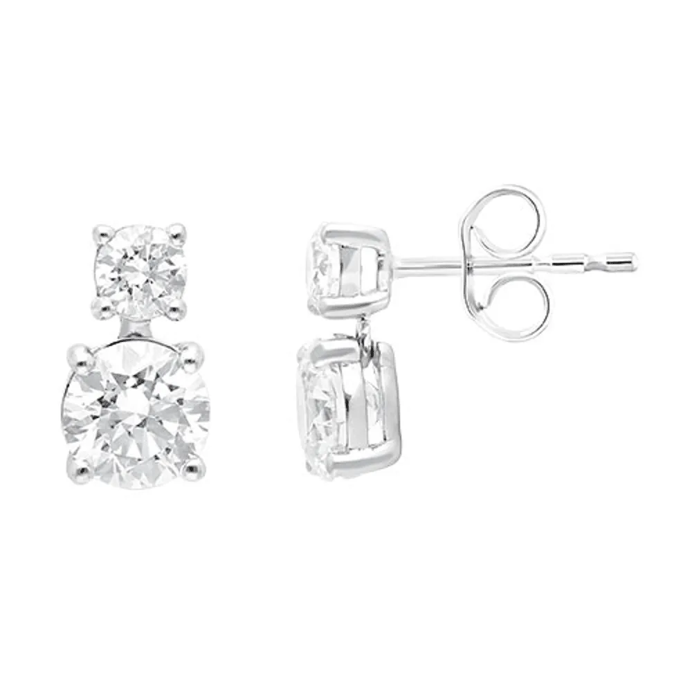 Drop Stud Earrings with 1.50ct of Laboratory Grown Diamonds in 9ct White Gold