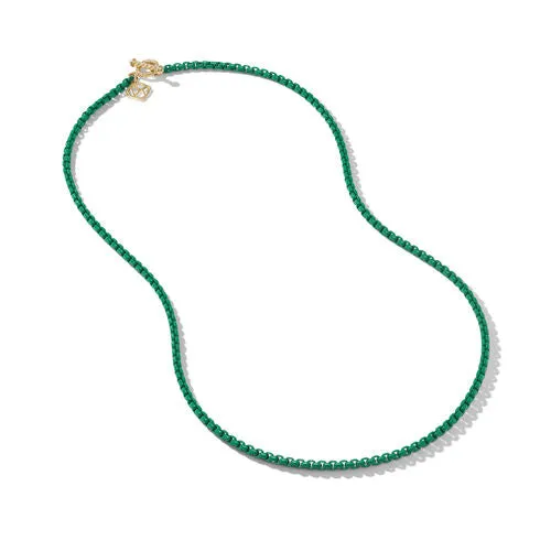 DY Bel Aire Box Chain Necklace in Emerald Green with 14K Yellow Gold Accent