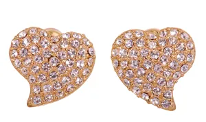 E7119 18K Gold Swarovski Elements Heart Earring Studs