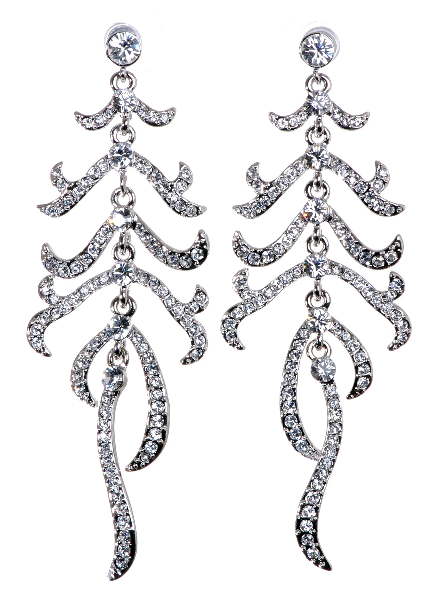 E7134 Rhodium Swarovski Elements Leaf Earring