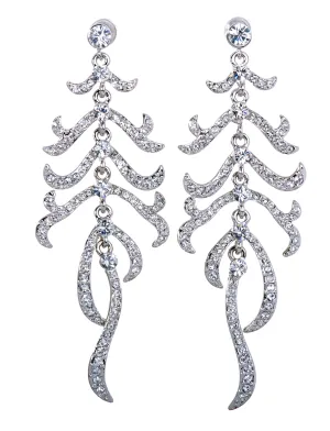 E7134 Rhodium Swarovski Elements Leaf Earring