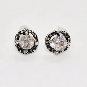 Elegant Black & White Halo Stud Earrings