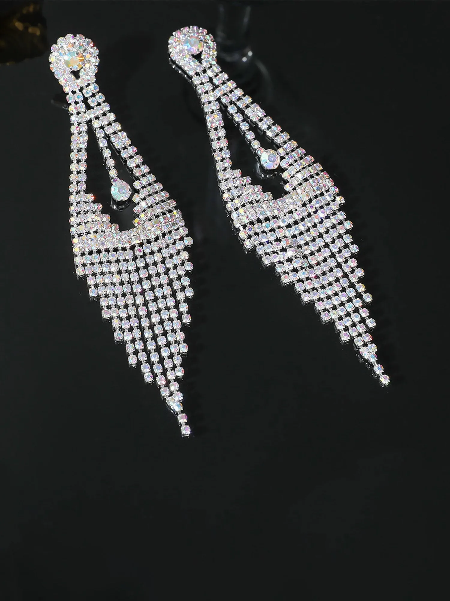 Elegant Diamond Long Tassel Earrings