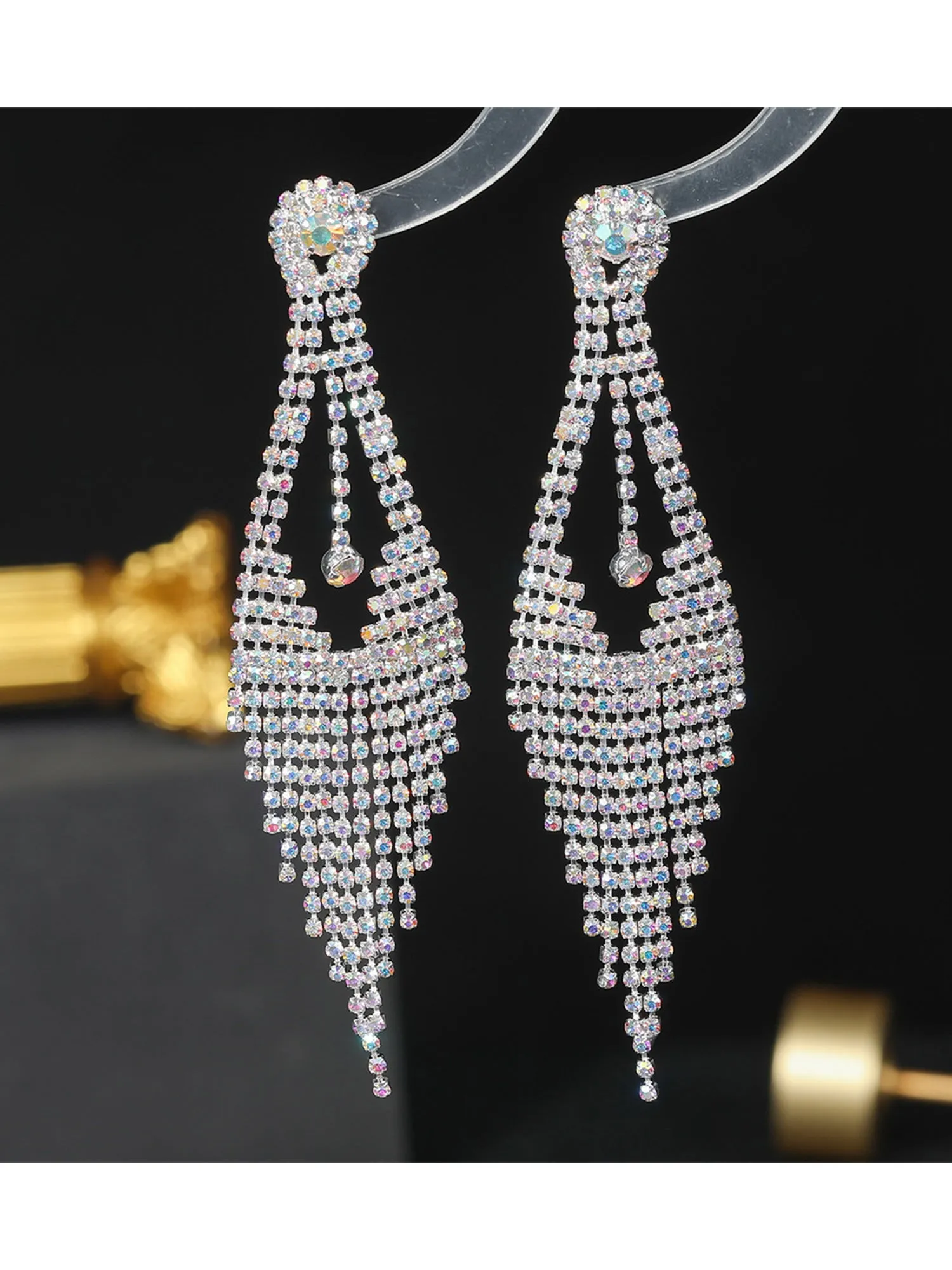 Elegant Diamond Long Tassel Earrings