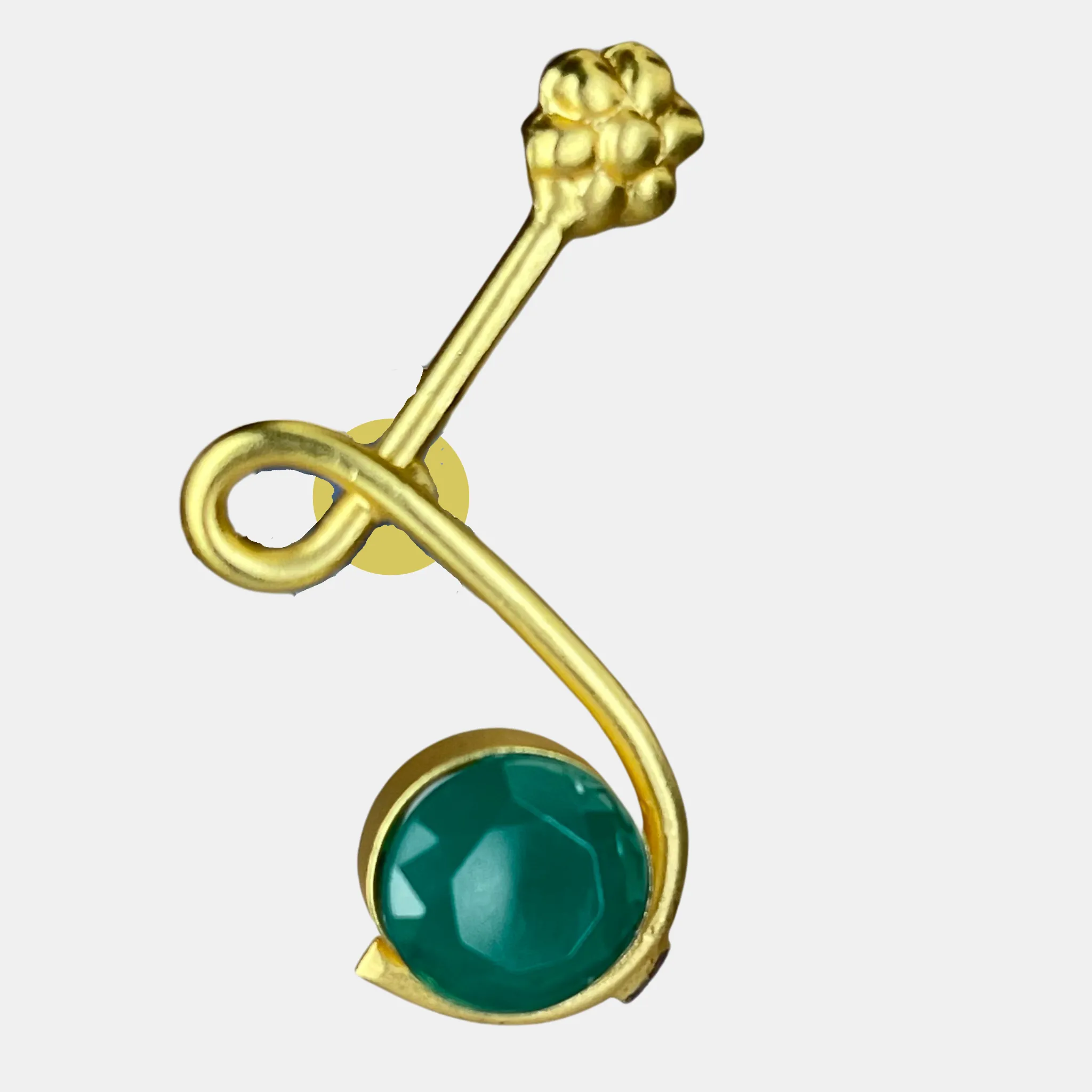 Elegant Gold-Plated Earrings with Green Gemstone