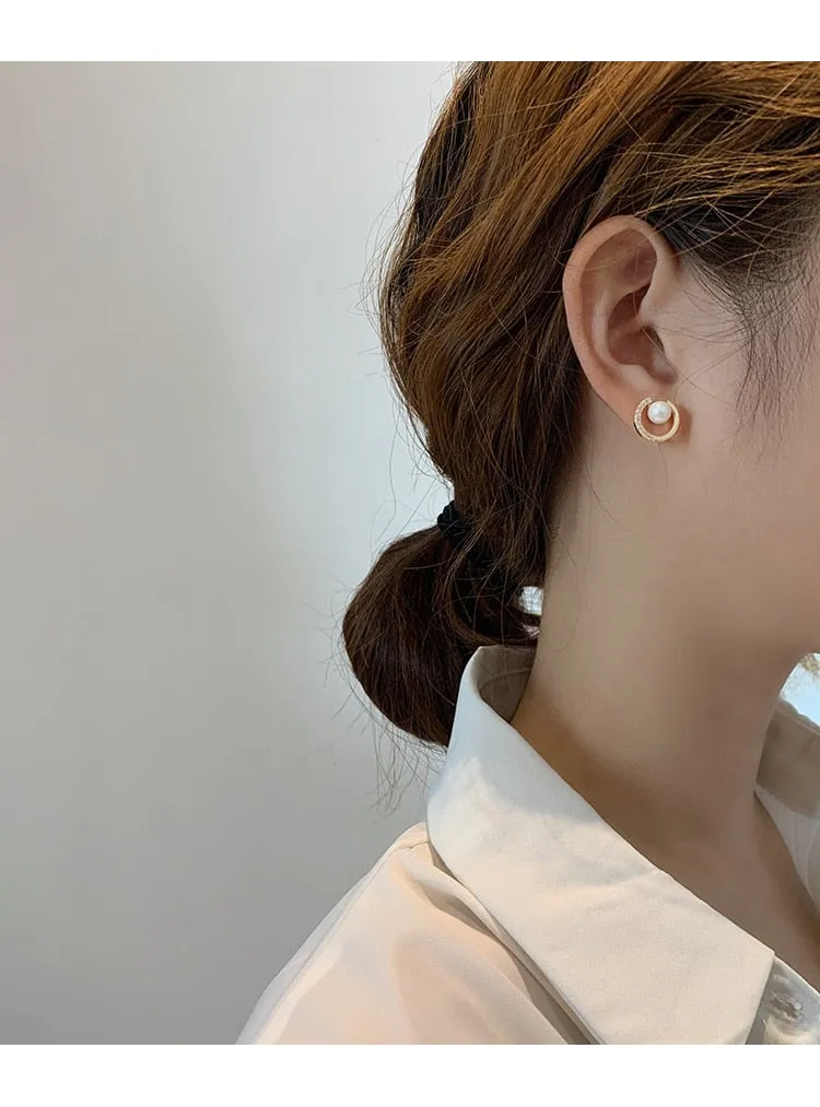 Elegant Imitation Pearl Hoop Earrings