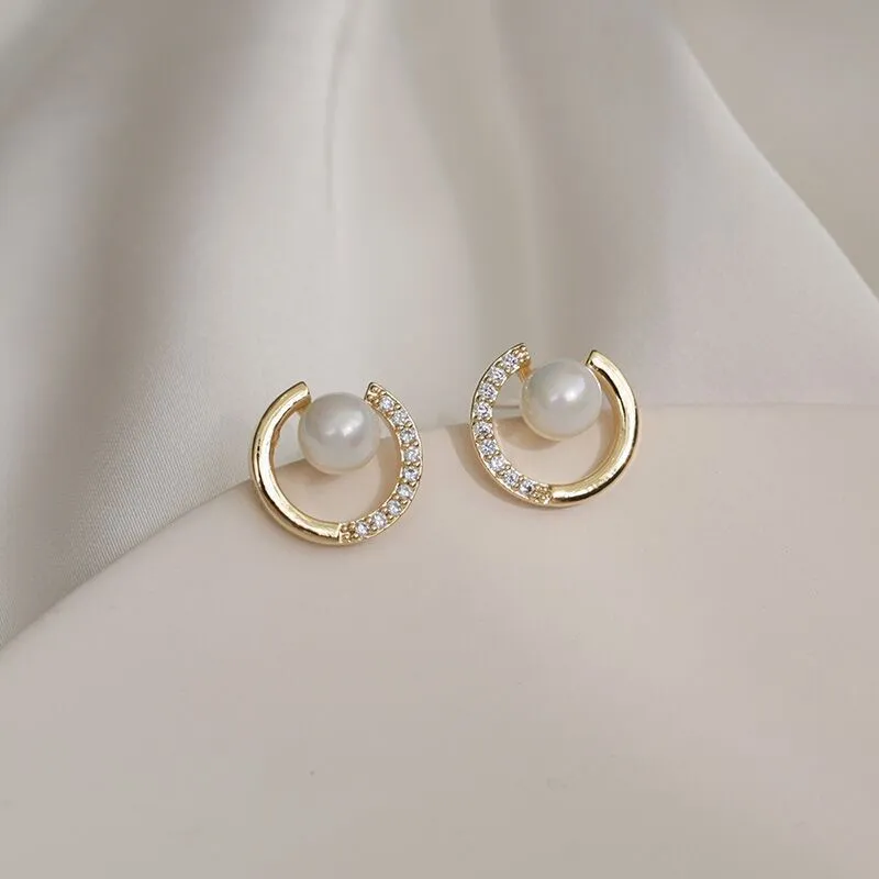 Elegant Imitation Pearl Hoop Earrings