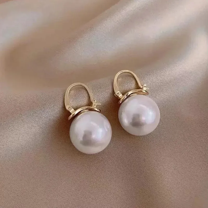 Elegant Imitation Pearl Hoop Earrings