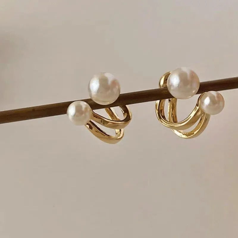 Elegant Imitation Pearl Hoop Earrings